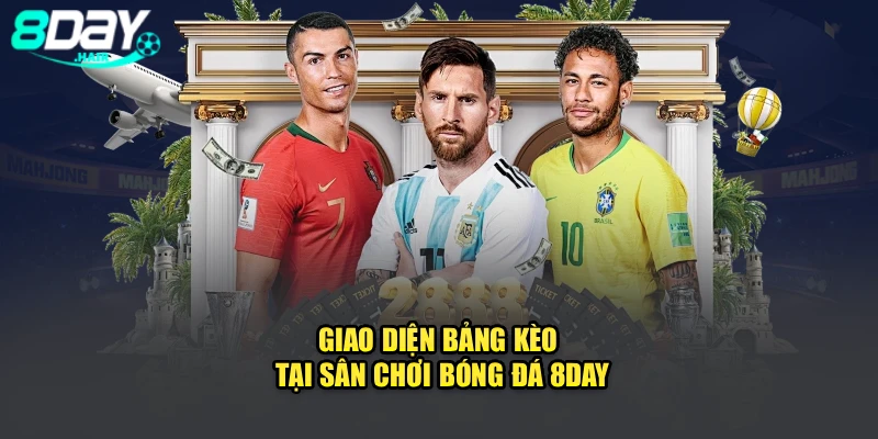 Giao diện bảng kèo tại sân chơi bóng đá 8Day