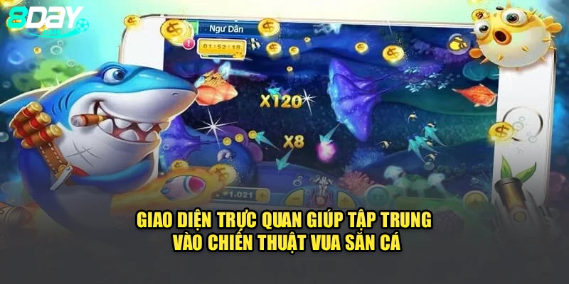 Giao diện trực quan giúp tập trung vào chiến thuật Vua săn cá